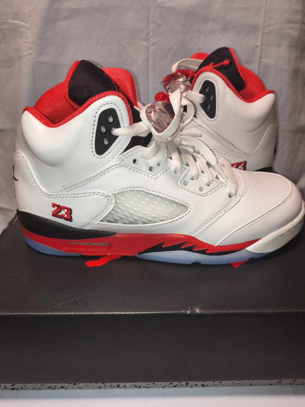 Jordan 5 Retro Fire Red Black Tongue 2025 GS HQ7980-101 NEW AUTHENTIC  Size 6Y